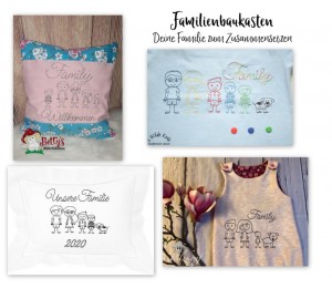 Stickserie - Familienbaukasten Strichmännchen Familie Strichmännchen